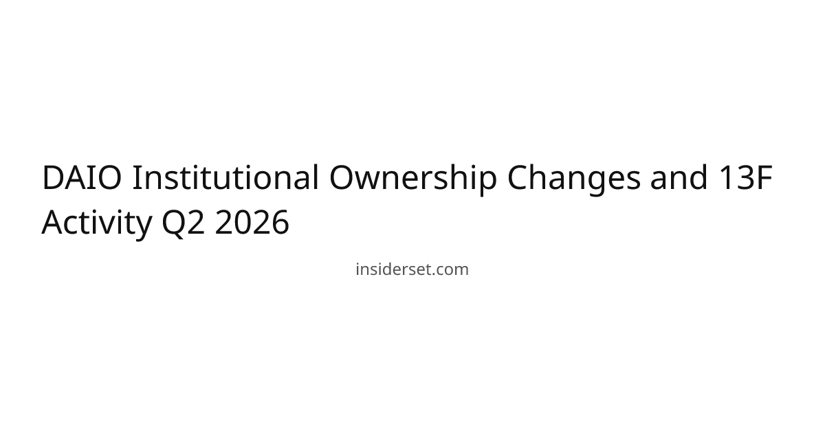 DAIO Institutional Ownership Changes and 13F Activity Q2 2026 | InsiderSet