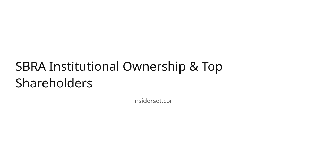 SBRA Institutional Ownership & Top Shareholders | InsiderSet